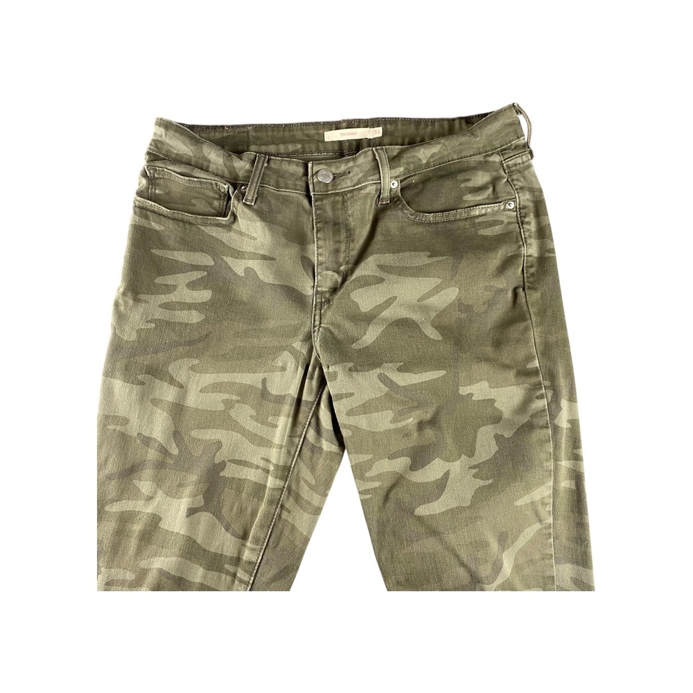 Levi's 711 Skinny Camo‎ Cargo Pants Women's Size 31 Olive Green Distressed - Picture 2 of 9